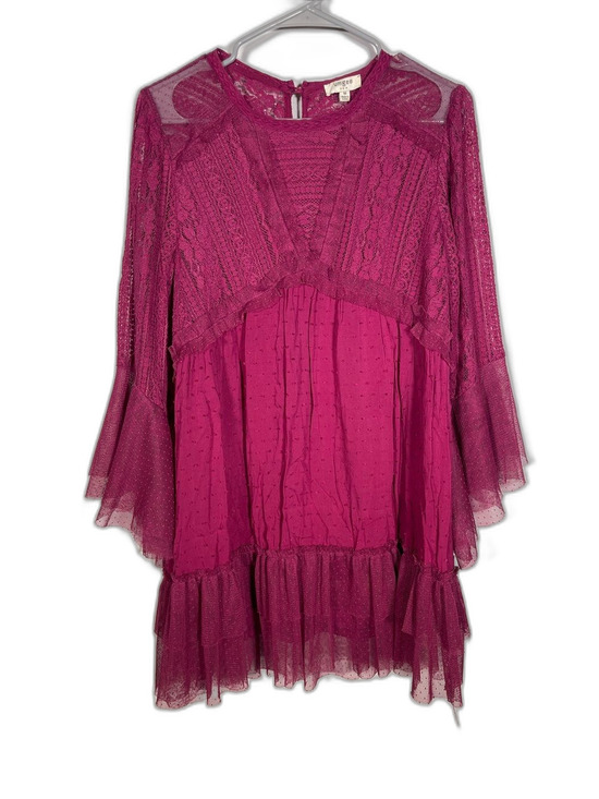 Umgee Dresses & Skirts - UMGEE MAGENTA PURPLE BOUTIQUE LACE TUNIC BOHO MINI DRESS BELL SLEEVES MEDIUM